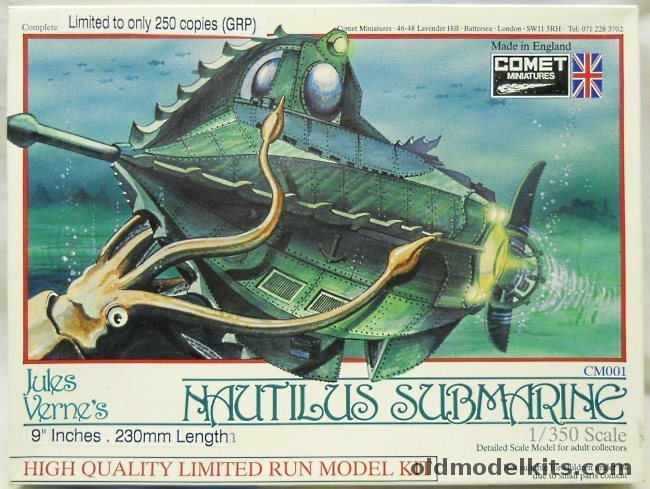 Comet Miniatures 1/100 Nautilus Submarine from Jules Verne '20,000 Leagues Under The Sea' - Captain Nemo, CM001 plastic model kit